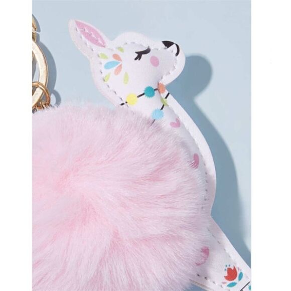 Alpaca Pom Pom Keychain - Picture 2 of 4